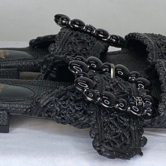 Sam Edelman Women's Elisa Woven Strap Sandals Black Size 7.5 – Slip-On Flats - Picture 9 of 10